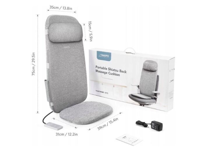 Naipo 3D Shiatsu Isıtmalı ve Titreşimli Masaj Minderi (Gri, 39 x 75 cm) - Görsel 2