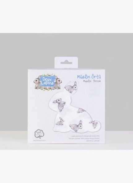 Deux Lapins 2'li Müslin Bebek Örtüsü Iconıque Lapin & Cotton Grey