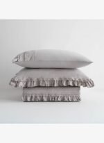 Ecocotton Adelya Battal Boy Nevresim Takımı %100 Organik Pamuk Keten Brodeli Gri 240x220 Cm - Görsel 4