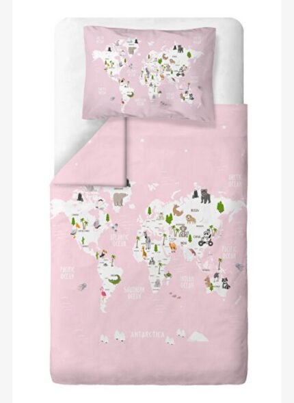 Casadora Baby Atlas Pembe %100 Organik Pamuk Tek Kişilik Çocuk Nevresim Takımı 100 x 200 cm