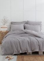 Ecocotton Ayda Battal Boy Nevresim Takımı %100 Organik Pamuk Dokuma Gri 240x220 Cm