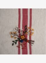 Ecocotton Charla Battal Boy Nevresim Takımı %100 Organik Pamuk Kenevir Karışımlı Ekru-Kırmızı 240x220 Cm - Görsel 3