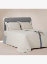 Ecocotton Charla Çift Kişilik Nevresim Takımı %100 Organik Pamuk Kenevir Karışımlı Ekru-Lacivert 200x220 Cm - Görsel 3