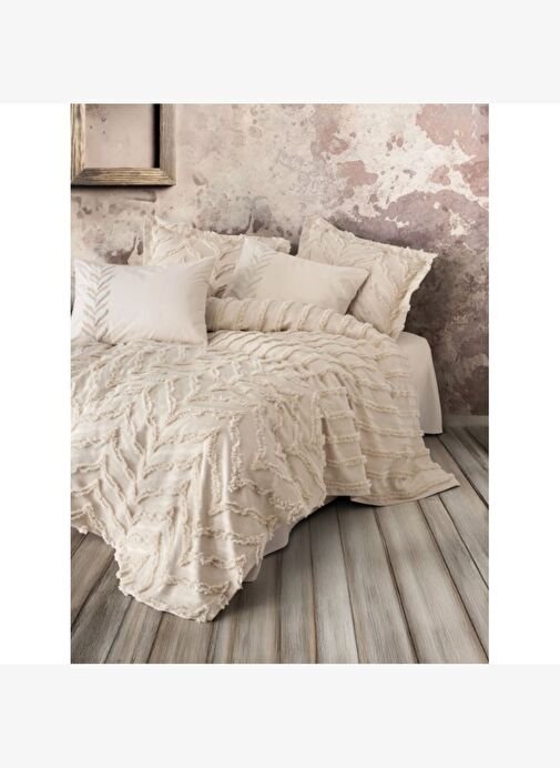 COTTON BOX LIMI YATAK ORTUSU VE NEVRESIM TAKIMI CIFT KISILIK CRIMP BEJ