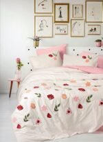 Cotton Box Puff Nakışlı Çift Kişilik Nevresim Takımı Blossom Somon
