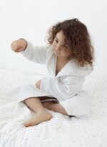 İrya Dreamer Organik Pamuk Müslin Çocuk Bornoz Beyaz - Görsel 3