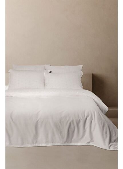 Barine Eyelet Pamuk Çift Kişilik Nevresim Beyaz 200x220