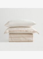Ecocotton İkra Battal Boy Nevresim Takımı %100 Organik Pamuk Dokuma Krem-Bej 240x220 Cm
