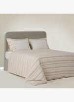 Ecocotton İkra Çift Kişilik Nevresim Takımı %100 Organik Pamuk Dokuma Krem-Bej 200x220 Cm