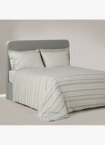 Ecocotton İkra Çift Kişilik Nevresim Takımı %100 Organik Pamuk Dokuma Krem-Yeşil 200x220 Cm
