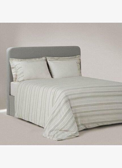 Ecocotton İkra Çift Kişilik Nevresim Takımı %100 Organik Pamuk Dokuma Krem-Yeşil 200x220 Cm