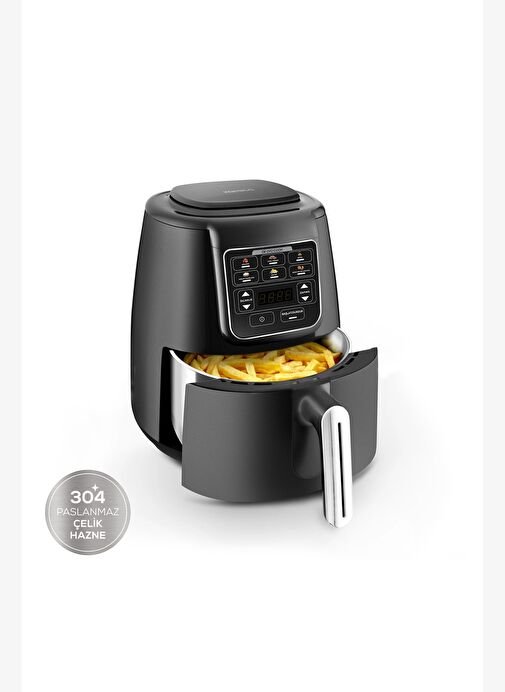 tryoshop-b-karaca-air-pro-cook-koz-steel-xl-celik-hazneli-airfryer-black-silver-4l-15731178-1 Karaca Air Pro Cook Köz Steel XL Çelik Hazneli Airfryer Black Silver 4L - Görsel 1
