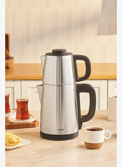 Karaca Tea Break 2 in 1 Su Isıtıcı Çelik Çay Makinesi Inox Siyah
