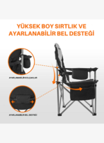 KingCamp Cedar Deluxe Ultra Bel Destekli Kamp Sandalyesi Grey - Görsel 4