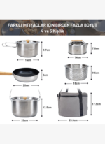KingCamp Cookware Set I Paslanmaz Çelik Kamp Tencere Seti - Görsel 3