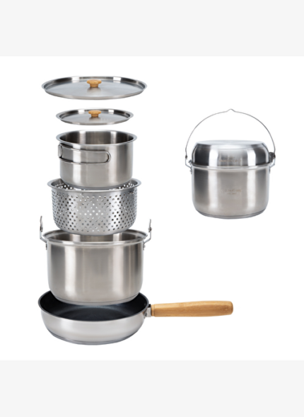 KingCamp Cookware Set Paslanmaz Çelik Kamp Tencere Seti