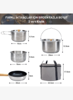 KingCamp Cookware Set Paslanmaz Çelik Kamp Tencere Seti - Görsel 3