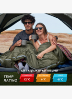 KingCamp FreeSpace 250-D Çift Kişilik Yastıklı Uyku Tulumu Olive - Görsel 3