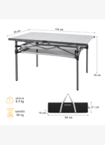 KingCamp Granite Plus XXL Alüminyum Katlanır Kamp Masası Silver - Görsel 4