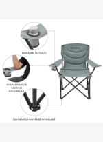 KingCamp Juniper Ultra Konforlu & Takviyeli Kamp Sandalyesi Grey - Görsel 4