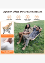 KingCamp Lemon Lux Double Ultra Konforlu Çift Kişilik Kamp Sandalyesi Khaki - Görsel 2