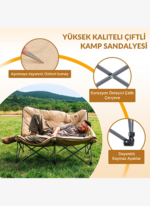 KingCamp Lemon Lux Double Ultra Konforlu Çift Kişilik Kamp Sandalyesi Khaki - Görsel 3