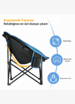 KingCamp Moon Ultra Konforlu Kamp Sandalyesi B.Blue - Görsel 2