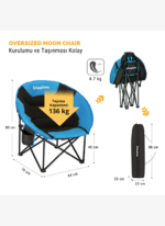 KingCamp Moon Ultra Konforlu Kamp Sandalyesi B.Blue - Görsel 3