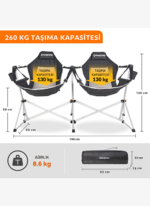 KingCamp Orchid Double Çift Kişilik Salıncaklı Katlanır Kamp Sandalyesi - Görsel 3