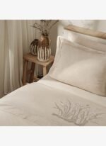 Ecocotton Mihra Çift Kişilik Nevresim Takımı %100 Organik Pamuk Keten Nakışlı Bej 200x220 Cm - Görsel 2