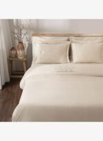 Ecocotton Mihra Çift Kişilik Nevresim Takımı %100 Organik Pamuk Keten Nakışlı Bej 200x220 Cm - Görsel 3