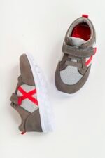 mnpc Unisex Çocuk Gri Deri Ortopedik Destekli Spor Ayakkabı Bebe - Görsel 4