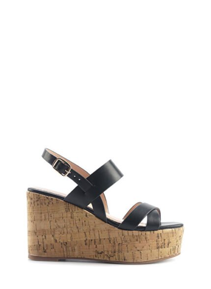 Nine West MONSA 5FX Siyah Kadın Dolgu Topuk Sandalet