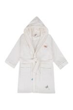 Ecocotton Nina Kız Çocuk Bornoz %100 Organik Pamuk Nakışlı Krem-Sarı - Görsel 2