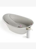 OKBaby Bebek Banyo Seti Bella Bebek Banyo Seti Dijital Termometreli Çift Yönlü Bebek Küveti & Splash Bebek Duşu A. Gri