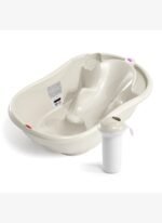 OKBaby Bebek Banyo Seti Onda Dijital Termometreli Çift Yönlü Bebek Küveti & Splash Bebek Duşu K. Beyaz