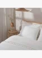 Ecocotton Paye Çift Kişilik Nevresim Takımı %100 Organik Pamuk Percal Nakışlı Dantelli Krem 200x220 Cm - Görsel 2