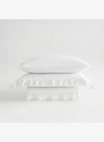 Ecocotton Paye Çift Kişilik Nevresim Takımı %100 Organik Pamuk Percal Nakışlı Dantelli Krem 200x220 Cm - Görsel 4
