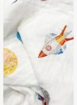 Casadora Baby Space Planet %100 Organik Pamuk Yıkanmış Müslin Örtü 115 x 115 cm - Görsel 3
