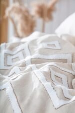 Ecocotton Talya Battal Boy Nevresim Takımı %100 Pamuk Keten Panç Nakışlı Krem-Bej 240x220 Cm - Görsel 2