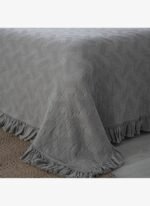 Ecocotton Tanya Çift Kişilik Pike Yatak Örtüsü Takımı %100 Pamuk Dokuma Gri 260X240 Cm - Görsel 3