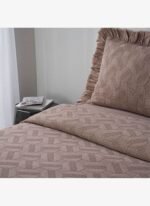 Ecocotton Tanya Çift Kişilik Pike Yatak Örtüsü Takımı %100 Pamuk Dokuma Pudra 260X240 Cm - Görsel 2