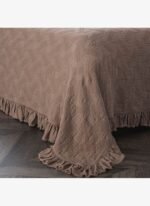 Ecocotton Tanya Çift Kişilik Pike Yatak Örtüsü Takımı %100 Pamuk Dokuma Pudra 260X240 Cm - Görsel 4