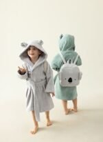 İrya Tiny Bear Organik Pamuk Çocuk Bornoz Gri - Görsel 3