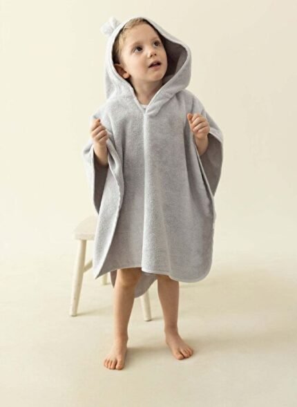 İrya Tiny Bear Organik Pamuk Çocuk Panço Gri