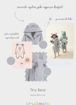İrya Tiny Bear Organik Pamuk Çocuk Panço Gri - Görsel 3