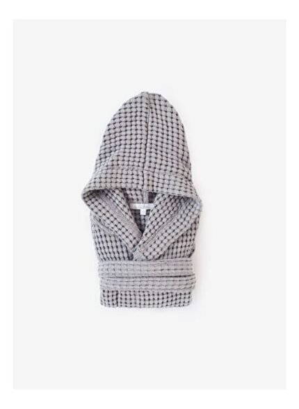 Barine Waffle Pamuk Çocuk Bornoz Gri