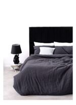 Barine Washed Linen Keten Çift Kişilik Nevresim Antrasit 200x220