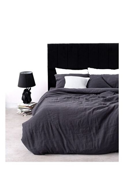 Barine Washed Linen Keten Çift Kişilik Nevresim Antrasit 200x220