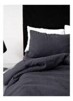 Barine Washed Linen Keten Çift Kişilik Nevresim Antrasit 200x220 - Görsel 2